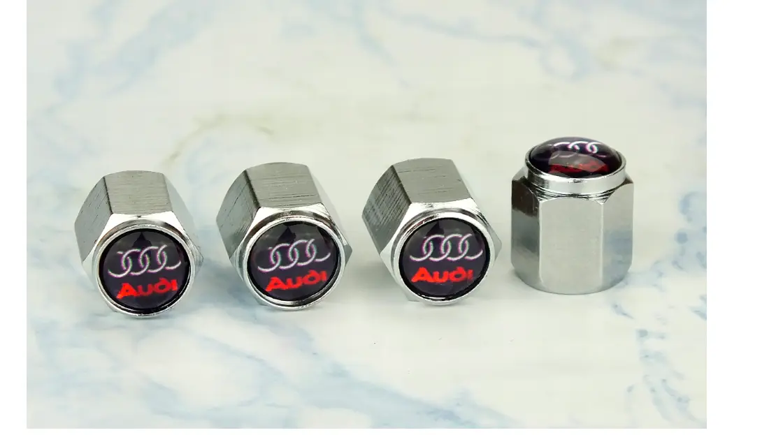 Ventilhetter sett cap Audi sekskantet aluminium chrome kvalitet 4-pk – bilde 2