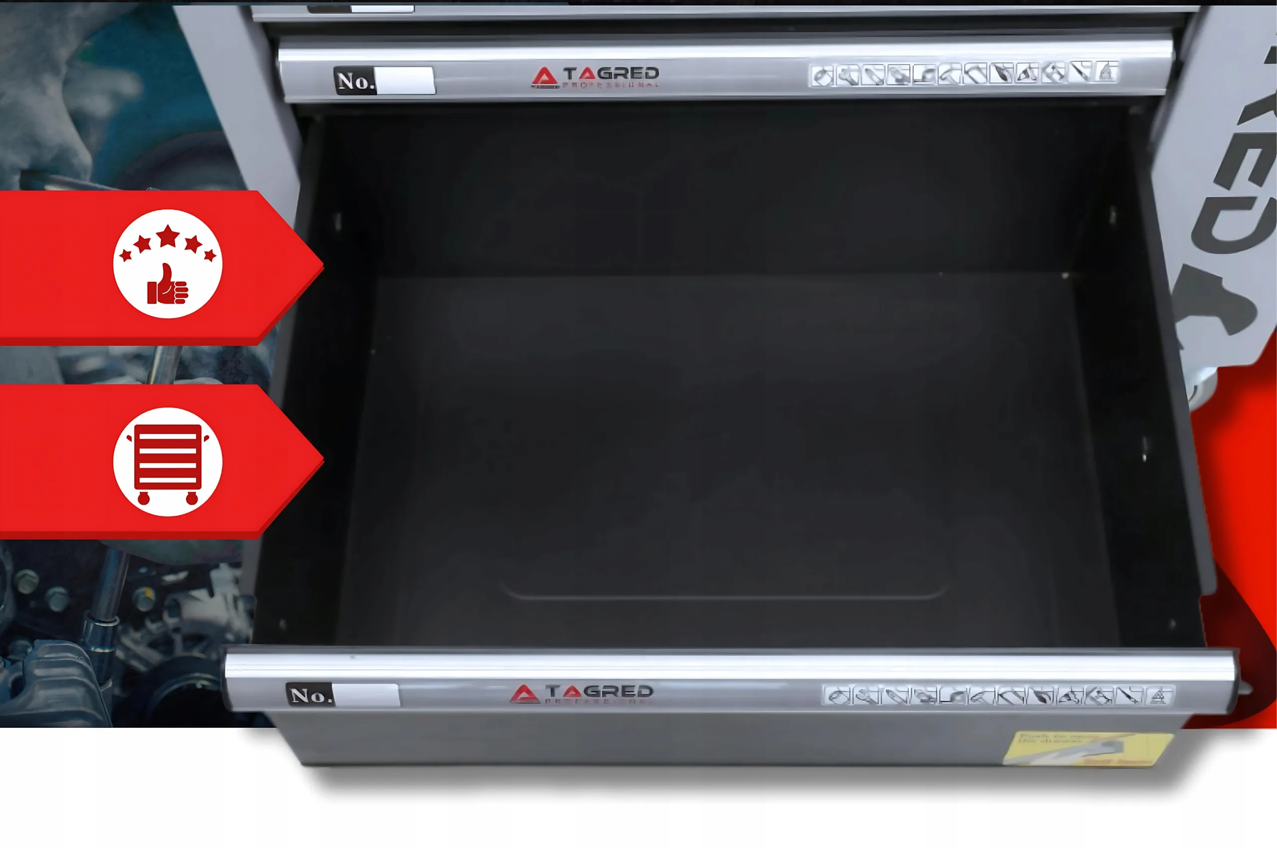 Verktøyskap med 251 verktøy │ Verktøyvogn Tagred Premium Tool Trolley Image 22