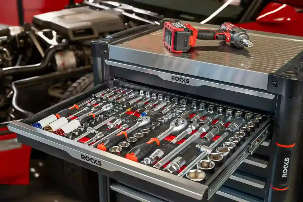 Verktøyskap med verktøy Rooks 276 deler - 7 skuffer │ Verktøyvogn Premium Tool Trolley – bilde 17