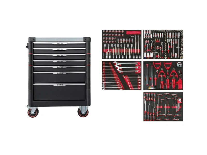 Verktøyskap med verktøy Rooks 276 deler - 7 skuffer │ Verktøyvogn Premium Tool Trolley – bilde 2