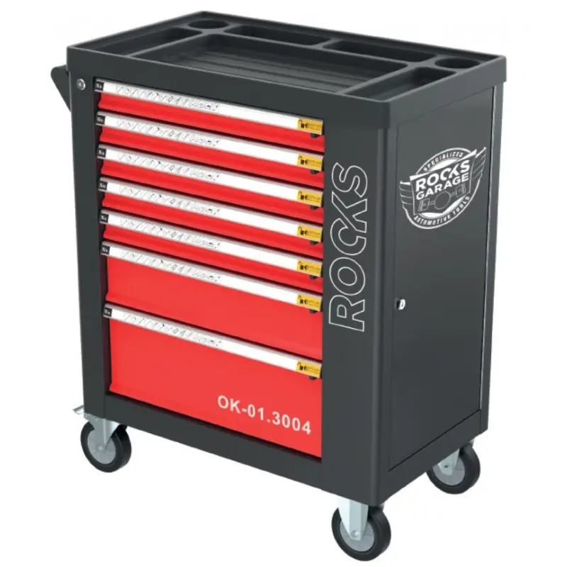 Verktøyskap Rooks Garage Red Tool Trolley med verktøysett 235 deler + sidekabinett