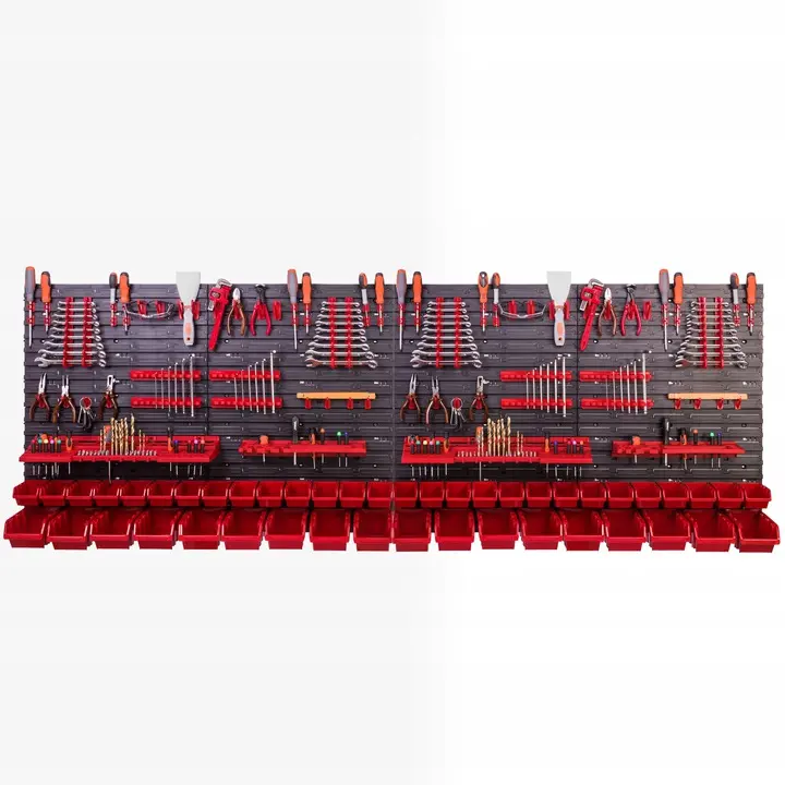 Verktøytavle 230 x 78 cm │ Ekstra stor oppbevaringsvegg med kroker, bokser og hyller Image 3