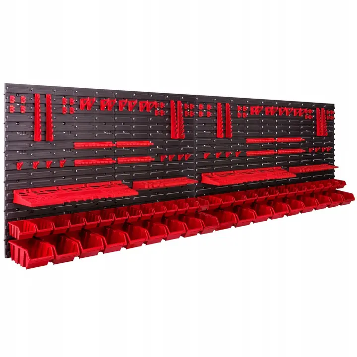 Verktøytavle 230 x 78 cm │ Ekstra stor oppbevaringsvegg med kroker, bokser og hyller Image 4