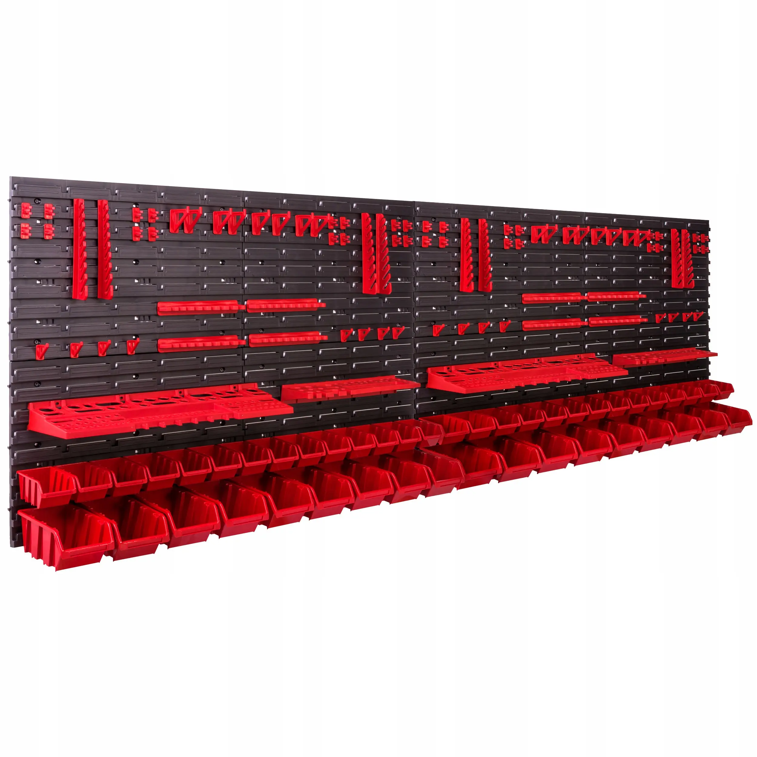 Verktøytavle 230 x 78 cm │ Komplett veggoppheng med kroker, bokser og hyller Image 2