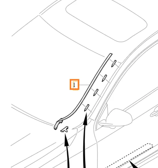 Vertikal frontrutelist (A-stolpe) Volvo Genuine® S60 V60 Cross Country 2011-2018 │ venstre