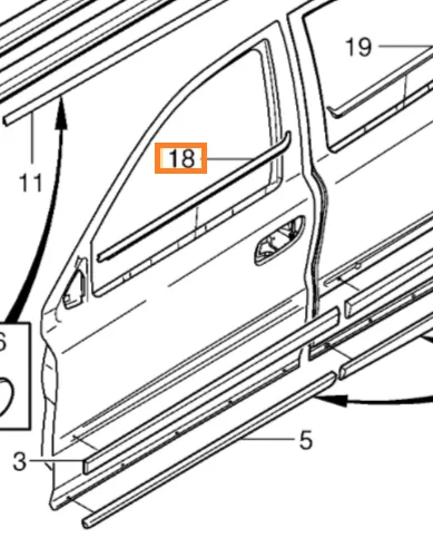 Vindusskrapelist høyre foran Volvo Genuine® S60 V70 XC70 2001-2009