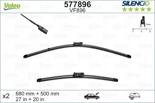 Vindusviskere BMW i4 (G26) 2021 -> │ Valeo Silencio Wiper Blades - sett 2 stk. Image 3