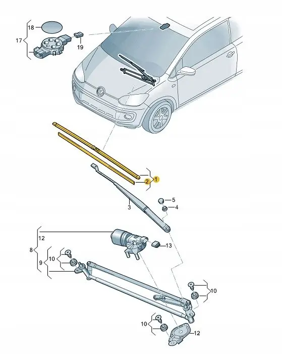 Vindusviskere foran SEAT Mii 2012 >>  / Skoda Citigo 2011 - 2019 /  VW up! / e-up! 2012 - 2023 – bilde 3