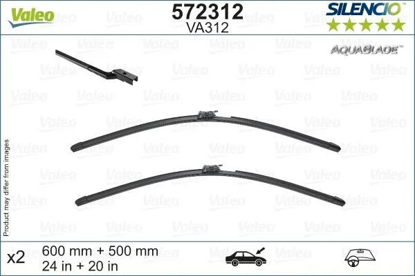 Vindusviskere Volvo S60 III / V60 III / V60 II Cross Country 2018 - 2024 │ Valeo Silencio - sett 2 stk. – bilde 2
