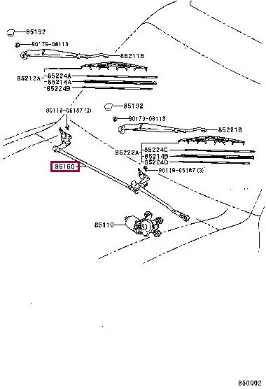 Vindusviskermekanisme Toyota Land Cruiser J90 1996 - 2002 │ Genuine® foran - Vindusvisker overføring - Linkage Wiper Image 3