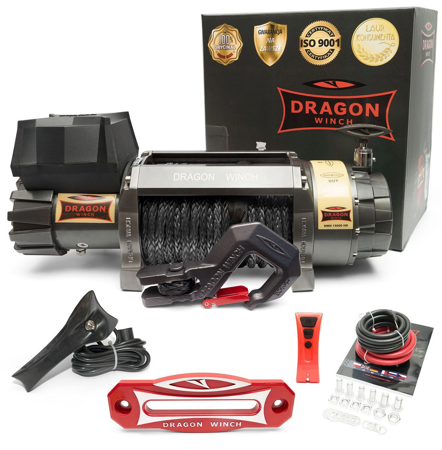 Vinsj Dragon Winch Highlander DWH 15000 HD 12 V med trekkraft på 6803 kg og 21 m syntetisk line – bilde 9