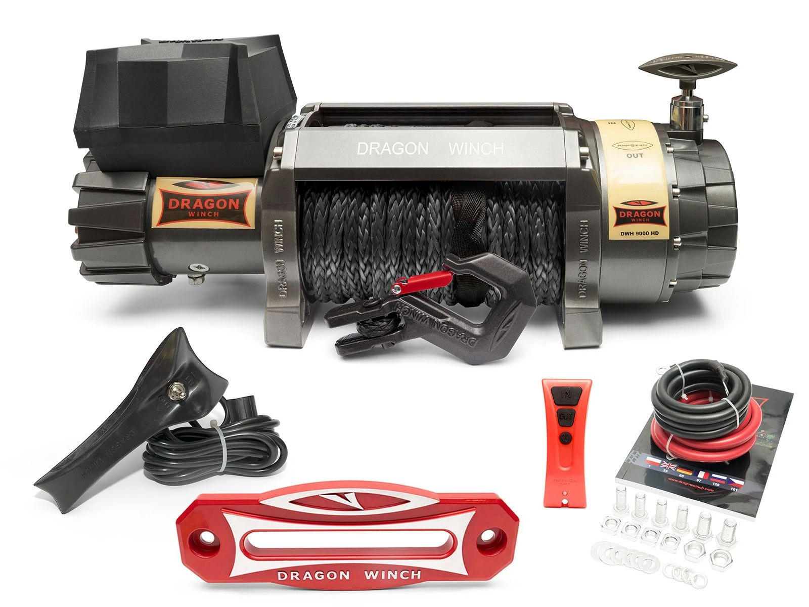 Vinsj Dragon Winch Highlander DWH 9000 HD 12 V trekkraft 4082kg 30m med syntetisk line
