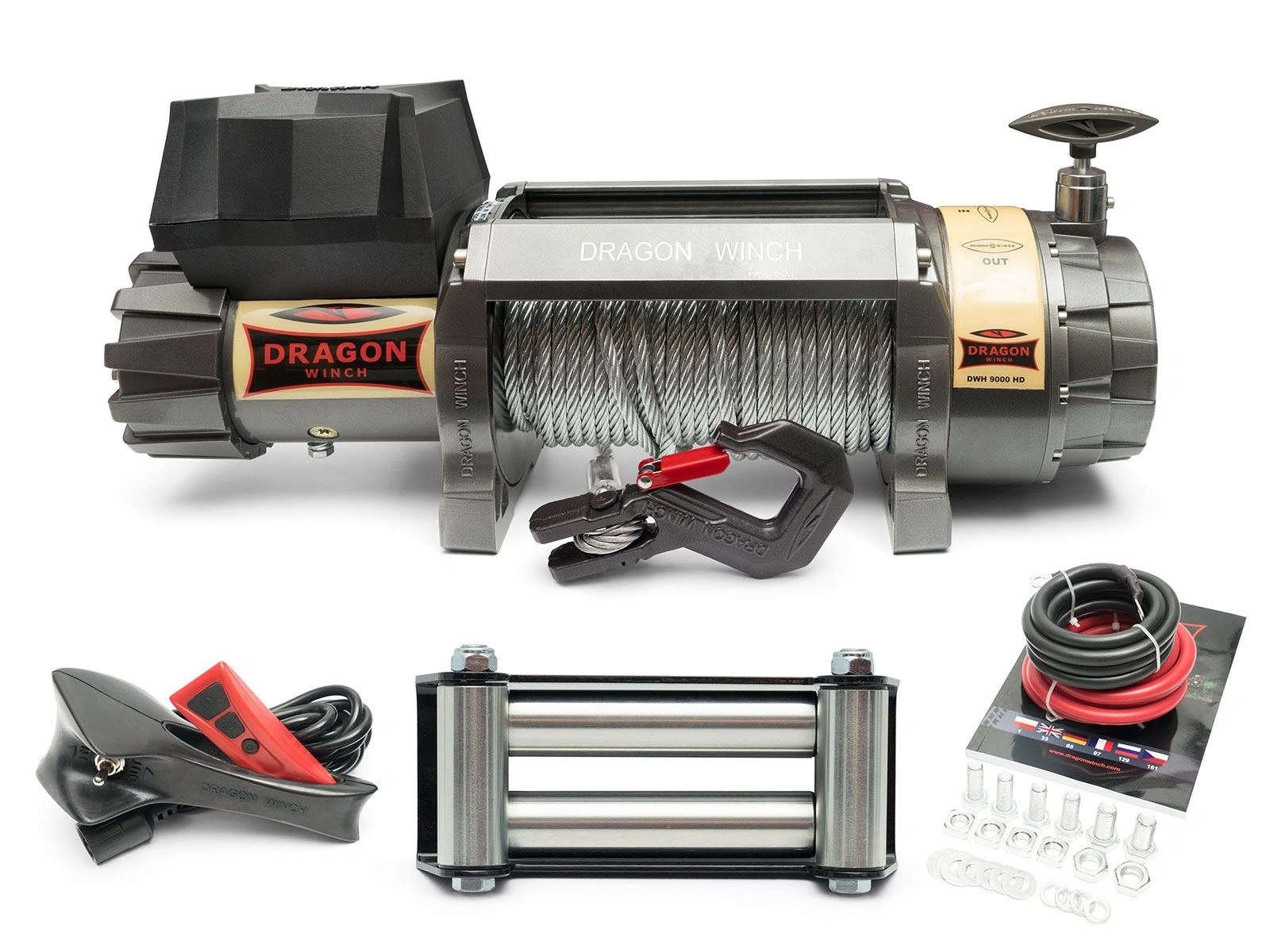 Vinsj Dragon Winch Highlander DWH 9000 HD 12V 4082 kg │ stålwire 28 m - 9 hk