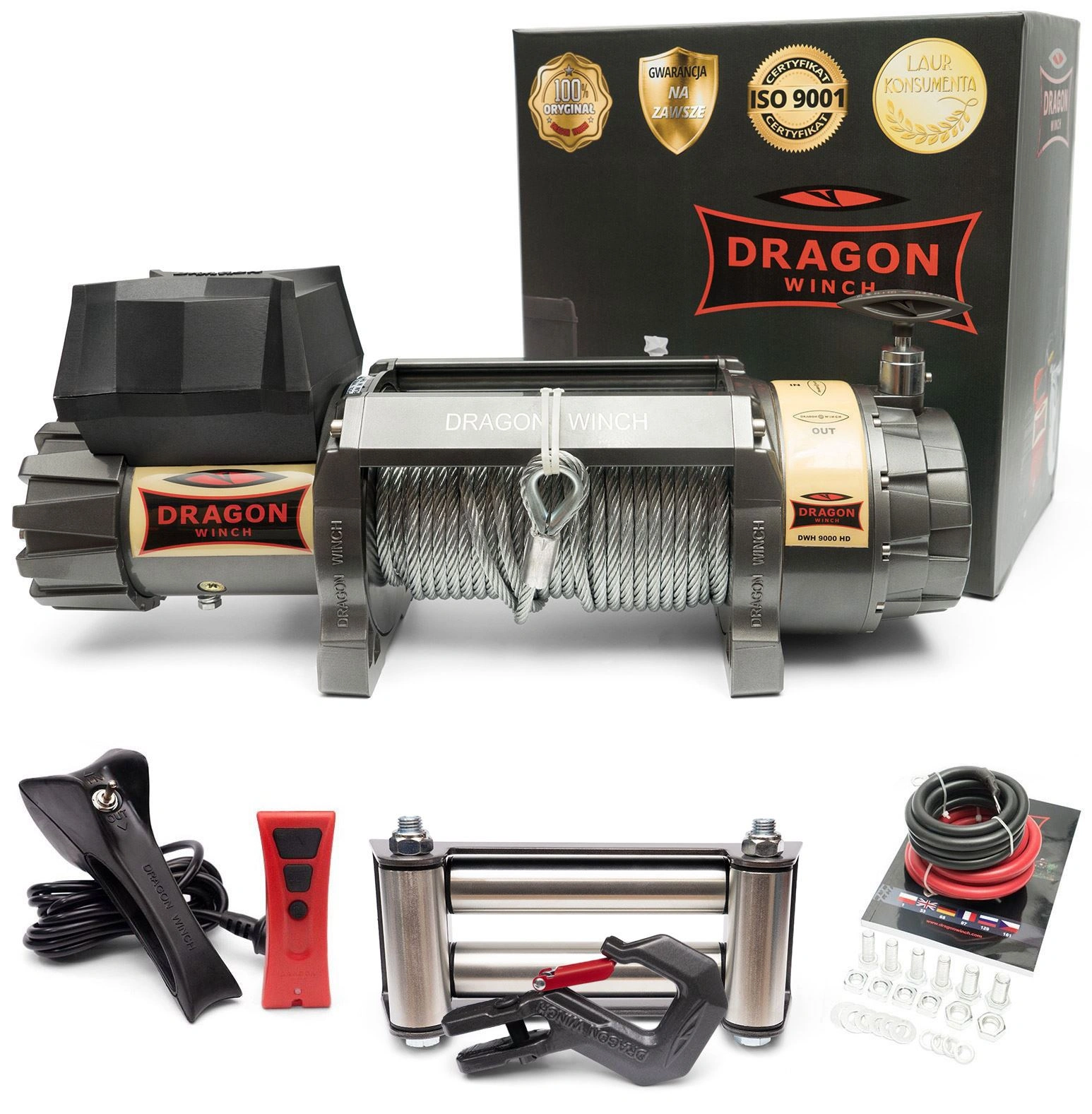 Vinsj Dragon Winch Highlander DWH 9000 HD 12V 4082 kg │ stålwire 28 m - 9 hk – bilde 2