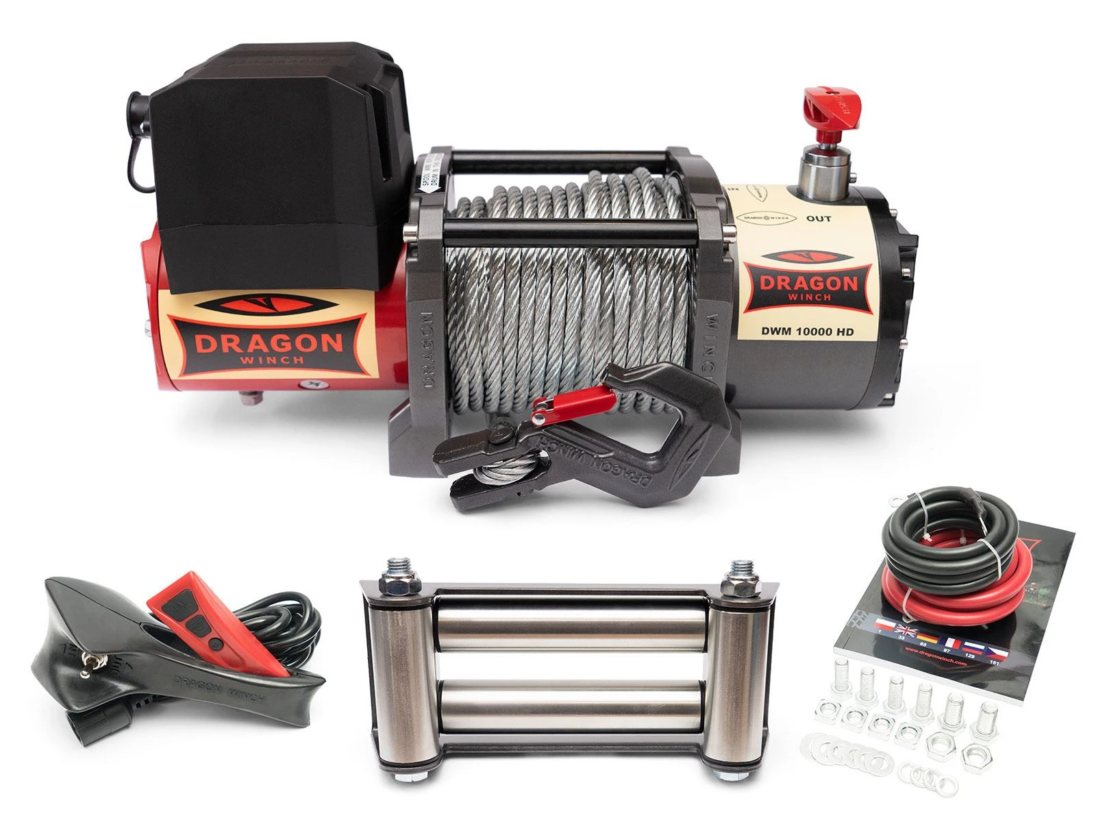 Vinsj Dragon Winch Maverick DWM 10000 HD 12 V med trekkraft på 4536 kg og 24 m stålline