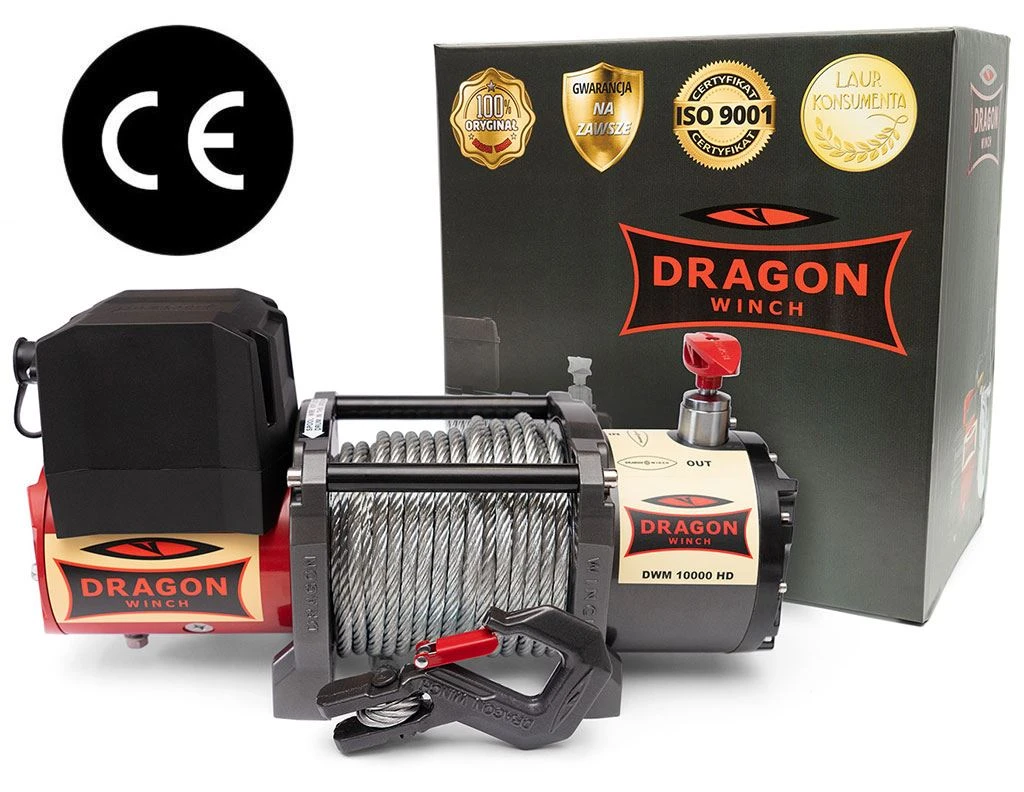 Vinsj Dragon Winch Maverick DWM 10000 HD 12 V med trekkraft på 4536 kg og 24 m stålline – bilde 2