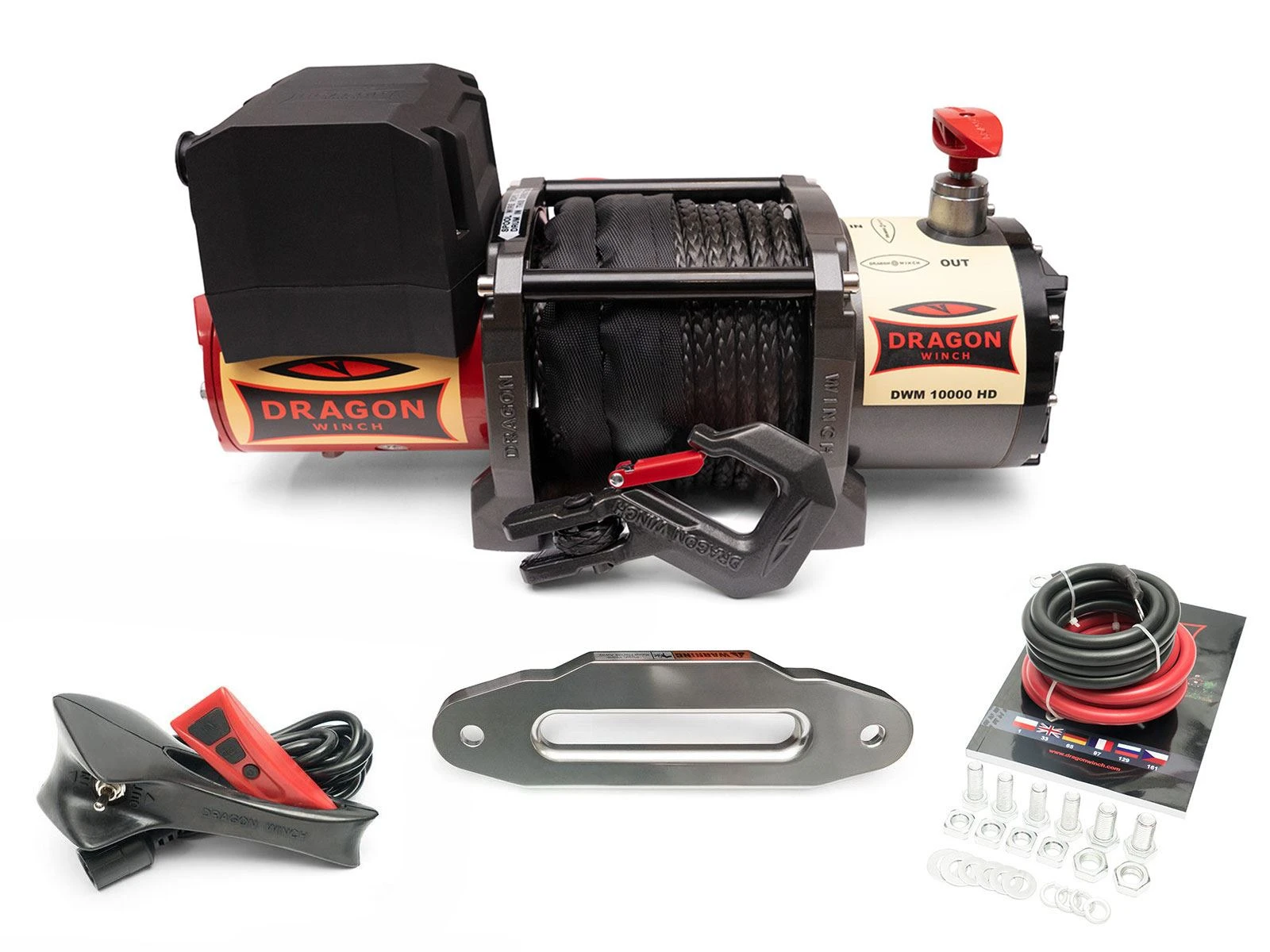 Vinsj Dragon Winch Maverick DWM 10000 HD 12 V med trekkraft på 4536 kg og 25 m syntetisk line