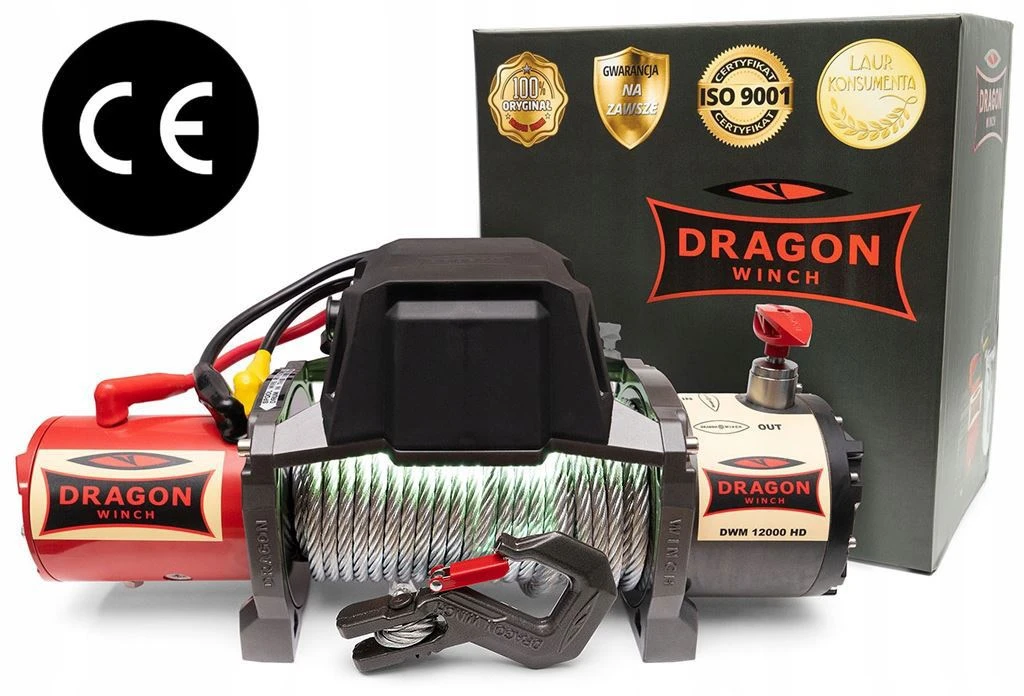 Vinsj Dragon Winch Maverick DWM 12000 HD 12 V med trekkraft på 5443 kg og 20 m stålline – bilde 2