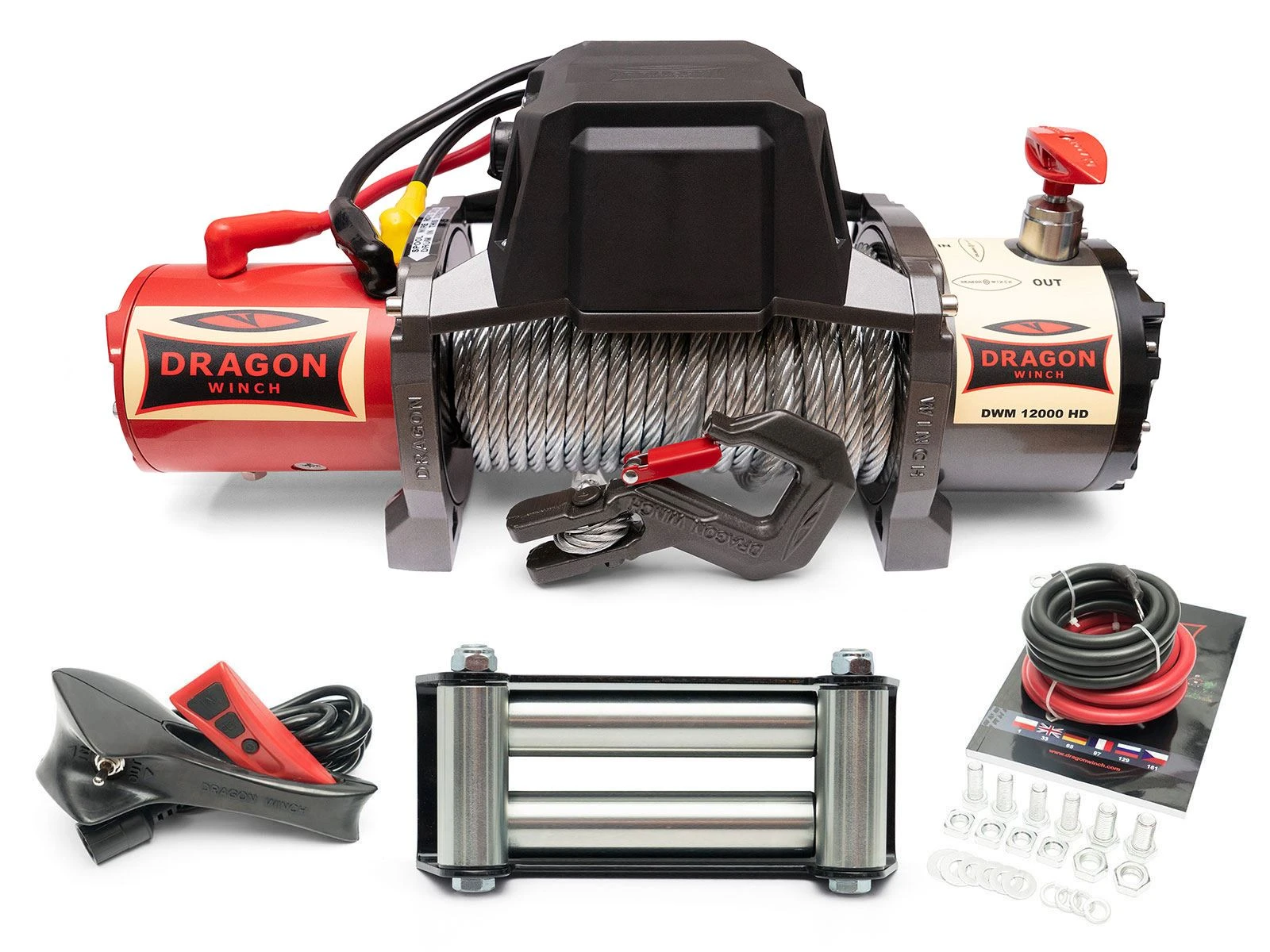 Vinsj Dragon Winch Maverick DWM 12000 HD 24 V med trekkraft på 5443 kg og 20 m stålline