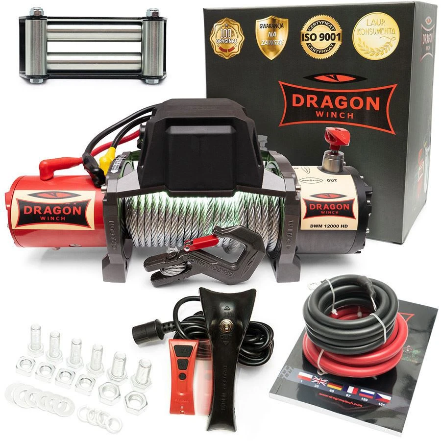 Vinsj Dragon Winch Maverick DWM 12000 HD 24 V med trekkraft på 5443 kg og 20 m stålline – bilde 7
