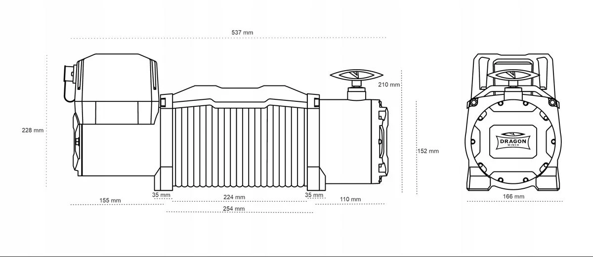 Vinsj Dragon Winch Maverick DWM 13000 HD 12 V med trekkraft på 5897 kg og 20 m stålline – bilde 7