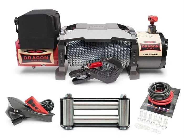 Vinsj Dragon Winch Maverick DWM 13000 HD 24 V med trekkraft på 5897 kg og 20 m stålline