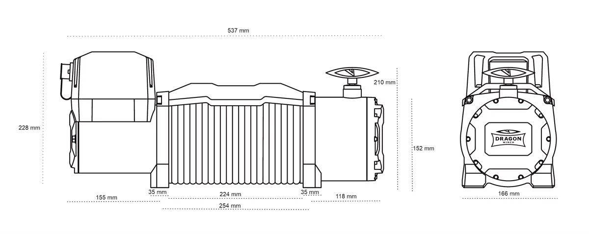 Vinsj Dragon Winch Maverick DWM 13000 HD 24 V med trekkraft på 5897 kg og 20 m syntetisk line – bilde 10