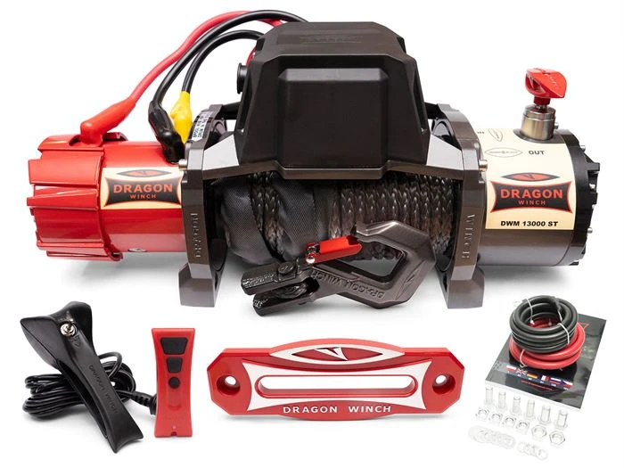 Vinsj Dragon Winch Maverick DWM 13000 ST 12 V med trekkraft på 5897 kg og 20 m syntetisk line