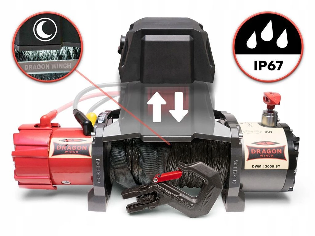 Vinsj Dragon Winch Maverick DWM 13000 ST 12 V med trekkraft på 5897 kg og 20 m syntetisk line – bilde 4