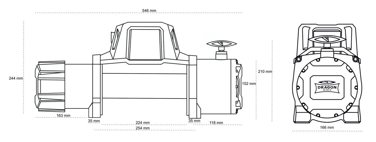 Vinsj Dragon Winch Maverick DWM 13000 ST 12 V med trekkraft på 5897 kg og 30 m stålline – bilde 10