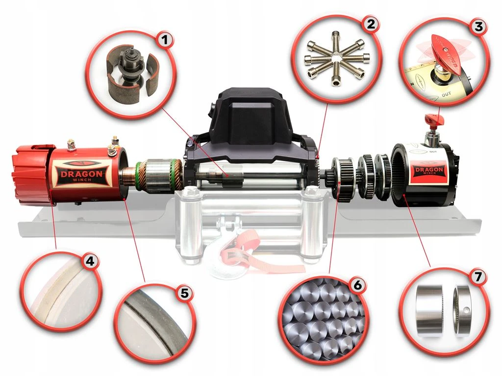 Vinsj Dragon Winch Maverick DWM 13000 ST 12 V med trekkraft på 5897 kg og 30 m stålline – bilde 5