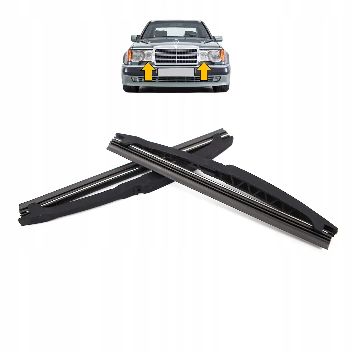 Viskerblad frontlykt Mercedes-Benz W124 1984 – 1993 │ Headlight Wiper Blade - sett 2 stk. Image 1