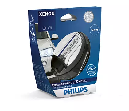 Xenonpære D2R Philips WhiteVision gen2 Ultimate White LED Effect - 1 stk.
