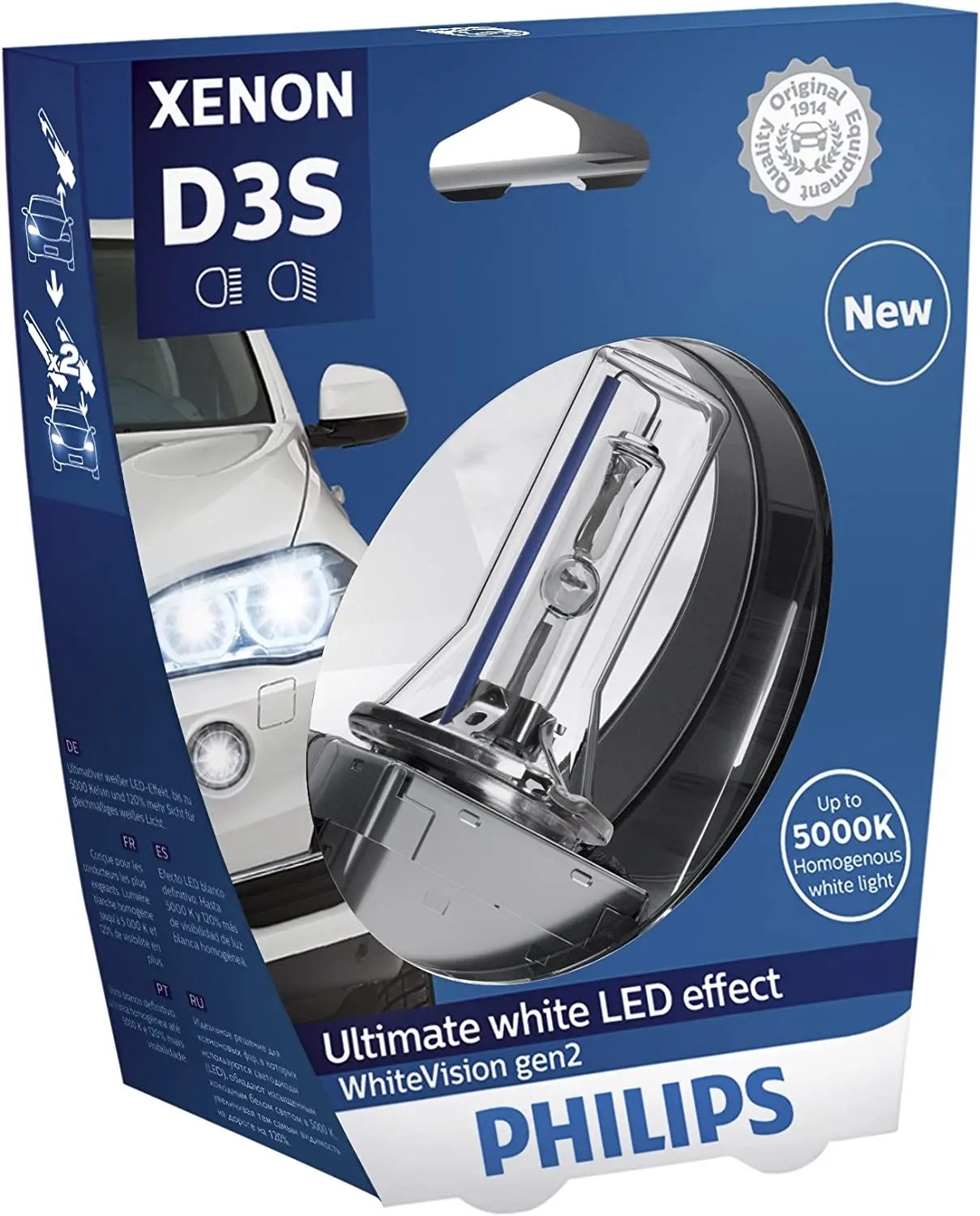 Xenonpære D3S Philips WhiteVision gen2 Ultimate White LED Effect - 1 stk.