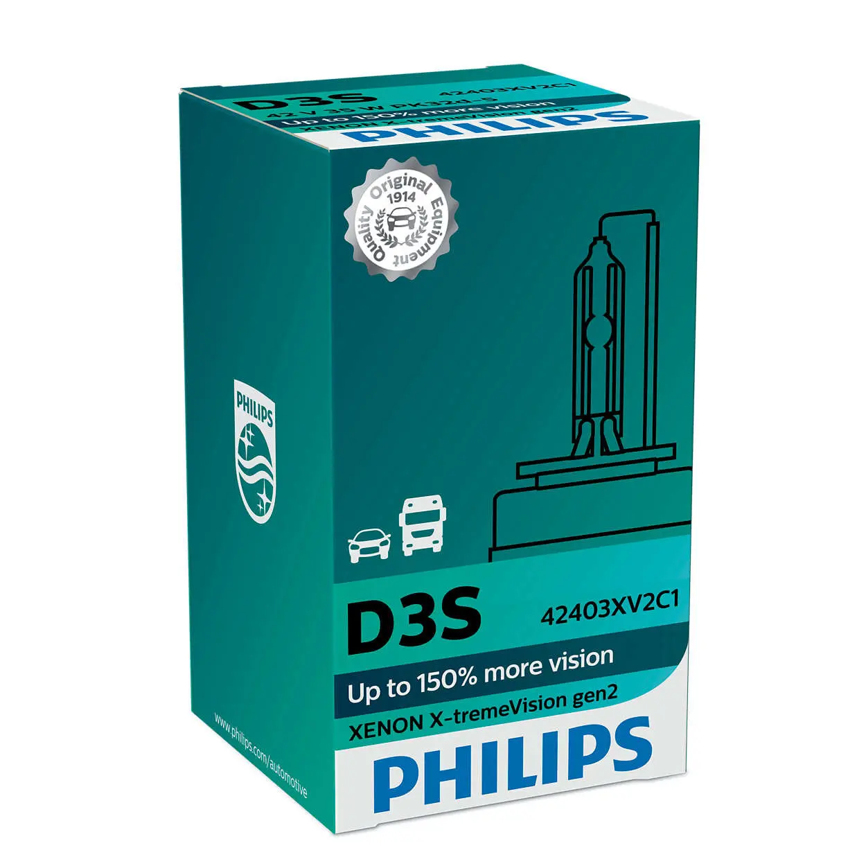 Xenonpære D3S Philips X-tremeVision gen2 +150% - 1 stk.