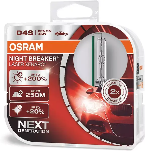 Xenonpære D4S Osram Xenarc Night Breaker Laser +200% - sett 2 stk.