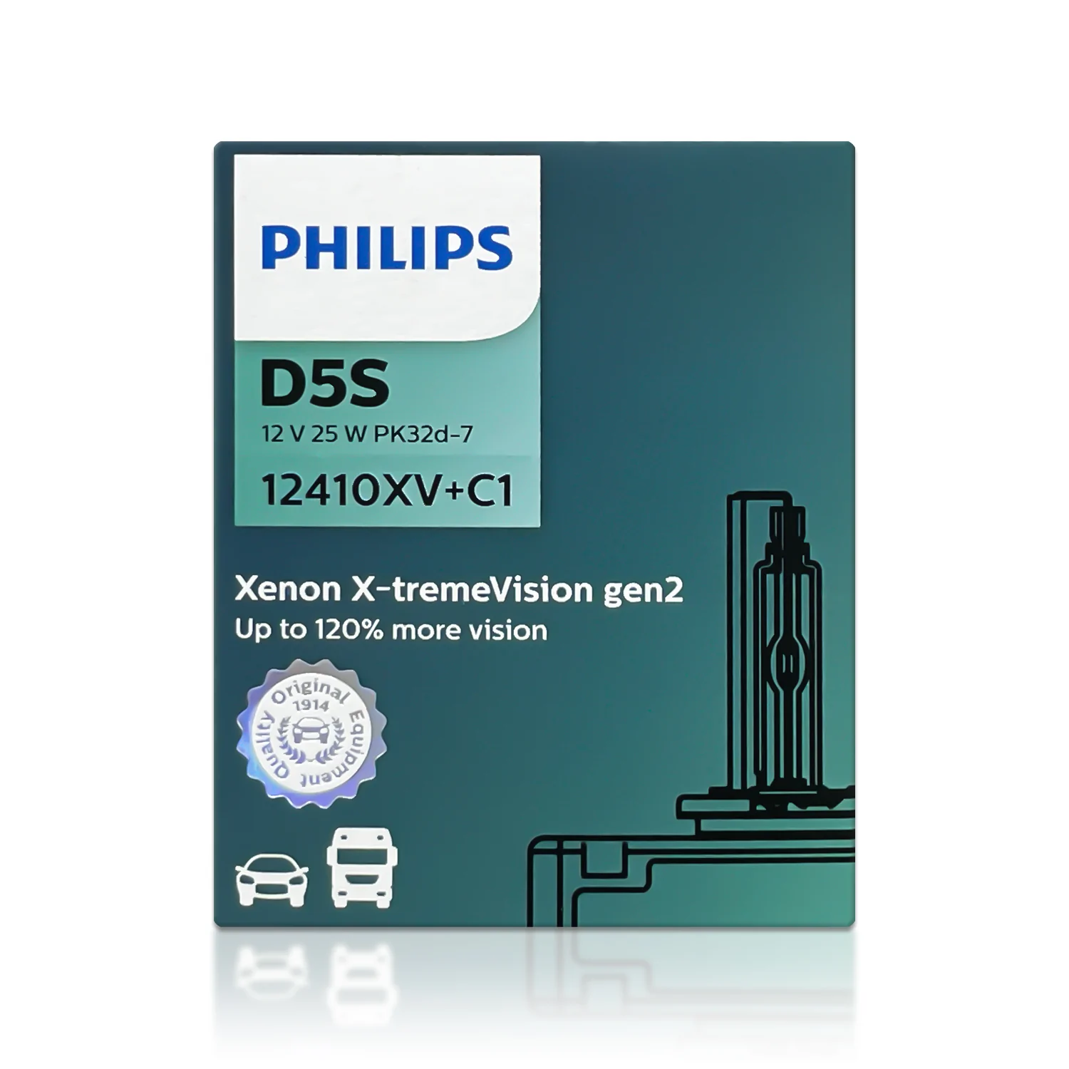 Xenonpære D5S Philips X-tremeVision gen2 +150% - 1 stk. – bilde 5