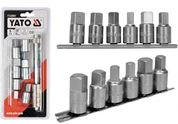 YATO firkantede innvendige oljepluggnøkler 8-14 mm, 3/8" og 1/2" – 6 deler