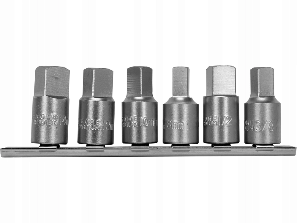 YATO firkantede innvendige oljepluggnøkler 8-14 mm, 3/8" og 1/2" – 6 deler – bilde 2