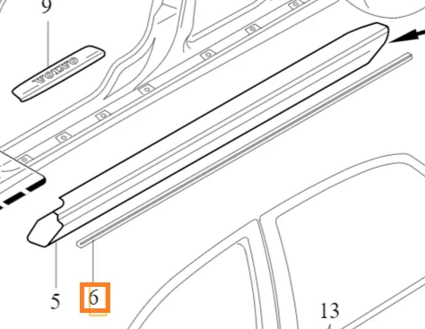 Ytre terskellistpakning Volvo Genuine® S80 1999-2006